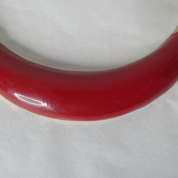 Vintage Gold Tone Red Statement Bib Necklace Enamel Bar Minimalist Art Deco Mod - Picture 4 of 9